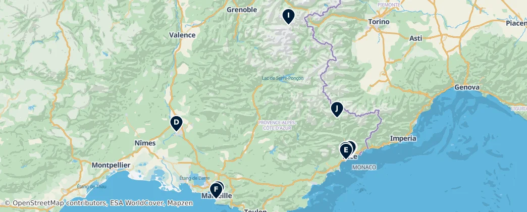 Map of Provenza-Alpes-Costa Azul