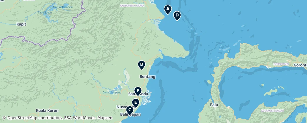 Map of Provincia de Borneo Oriental
