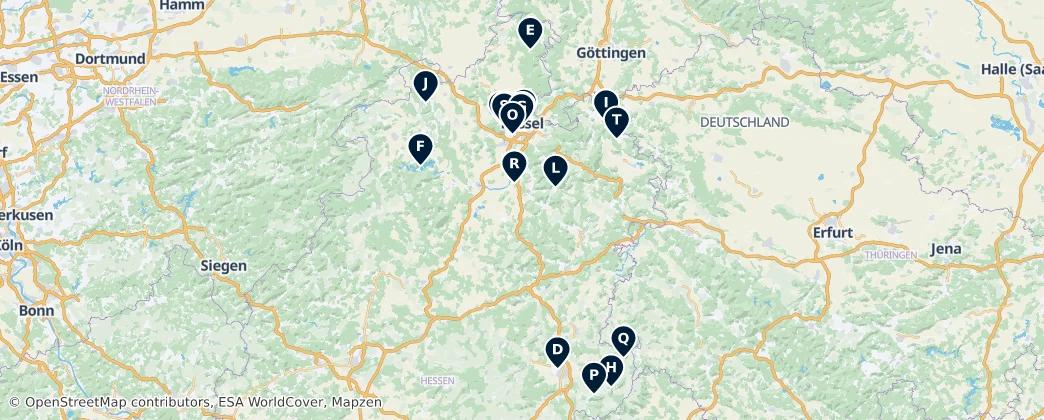Map of Región de Kassel