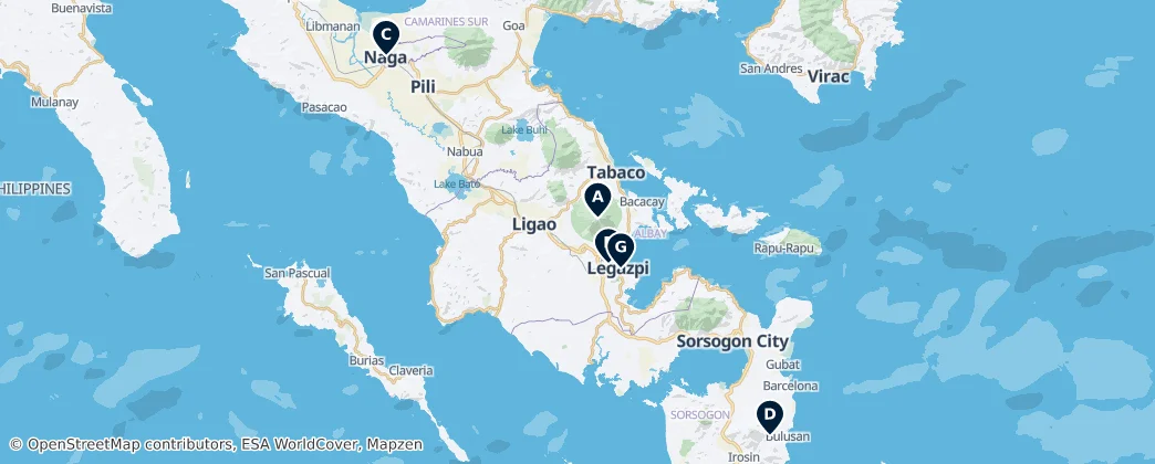 Map of Región de Bicol