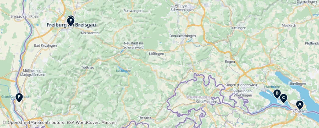 Map of Región de Friburgo