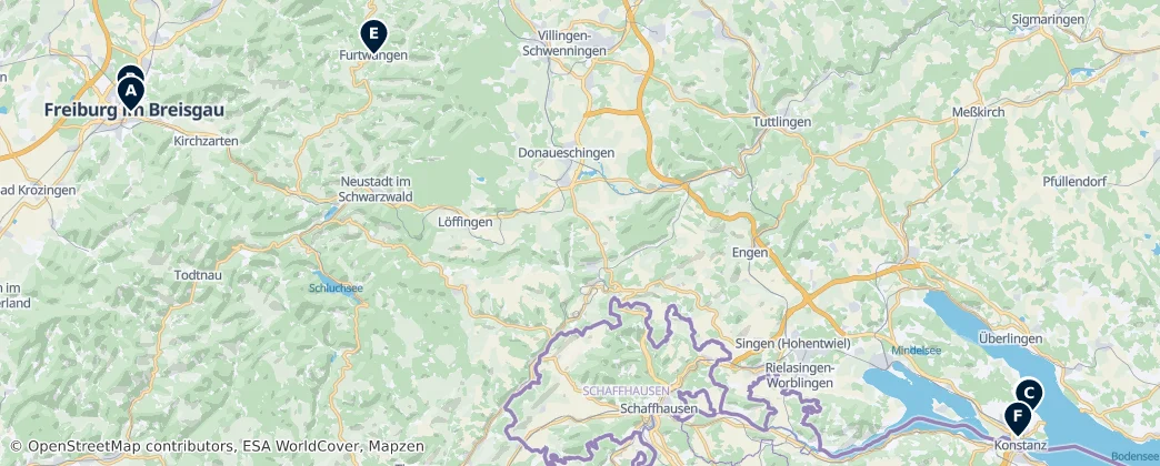 Map of Región de Friburgo