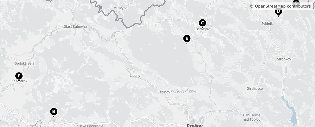 Map of Prešovský kraj