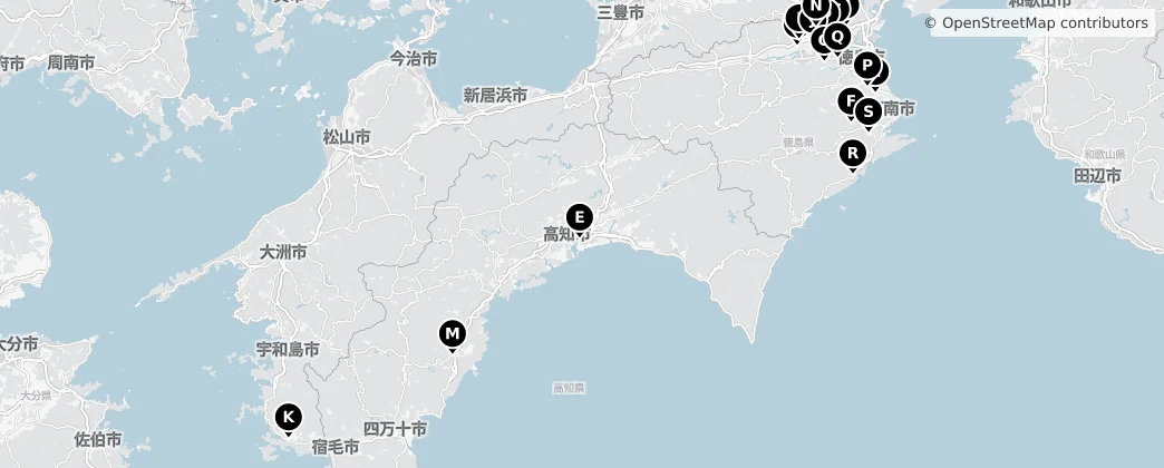 Map of Región de Shikoku