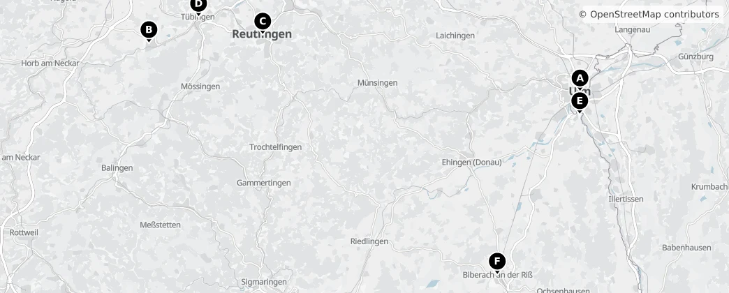 Map of Región de Tubinga