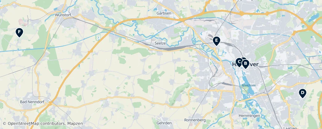 Map of Región de Hannover