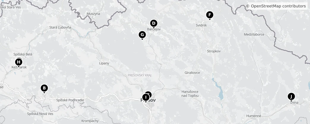 Map of Prešovský kraj