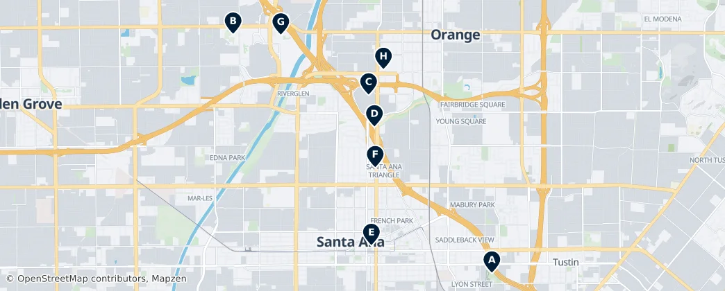 Map of Santa Ana