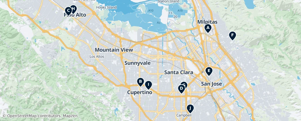 Map of Condado de Santa Clara