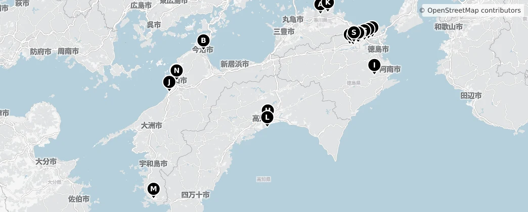 Map of Región de Shikoku