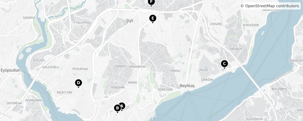 Map of Distrito de Şişli
