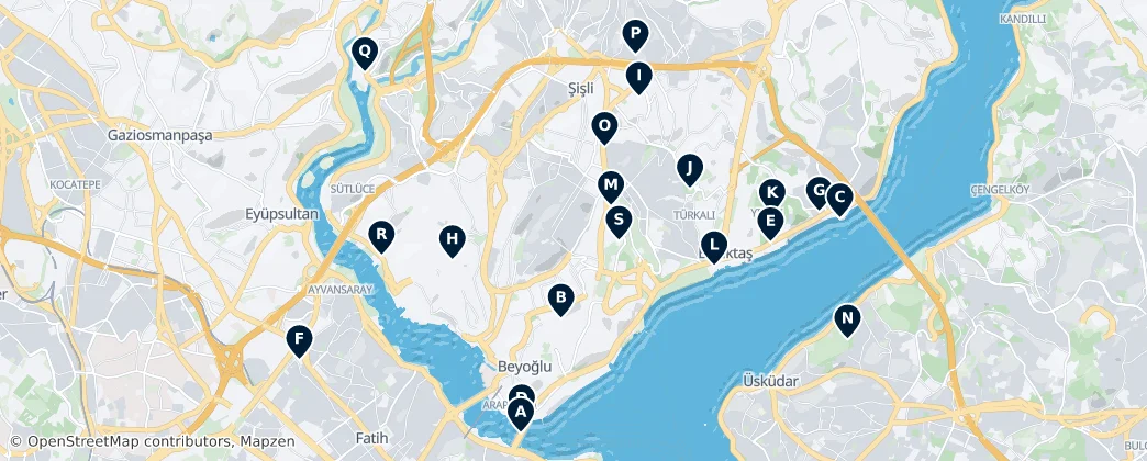 Map of Distrito de Şişli
