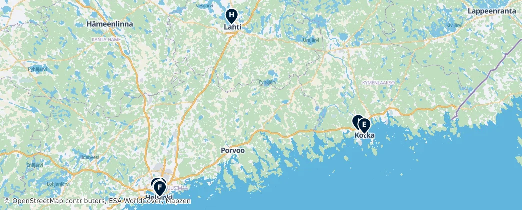 Map of Etelä-Suomi