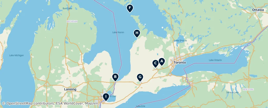 Map of Southwestern Ontario