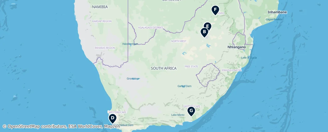 Map of Sudáfrica