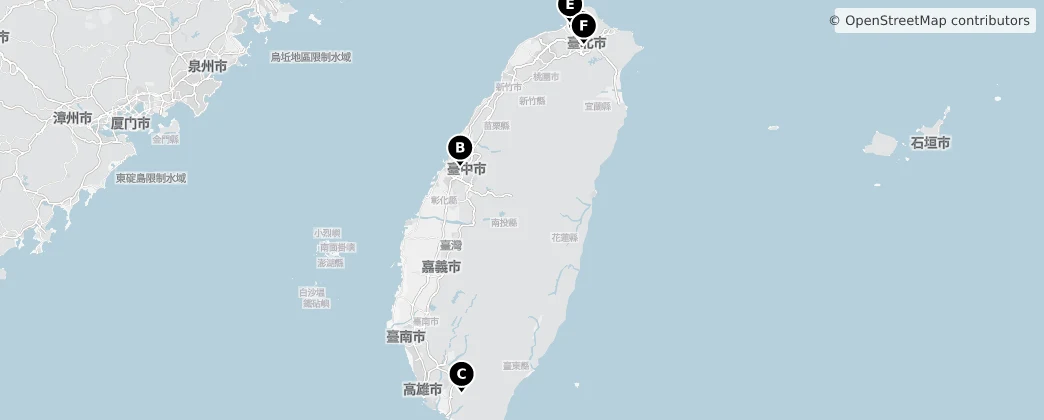 Map of Taiwán