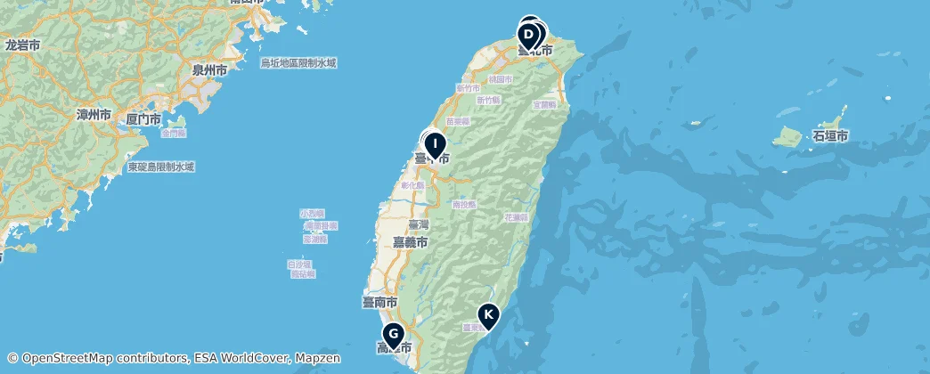 Map of Taiwán