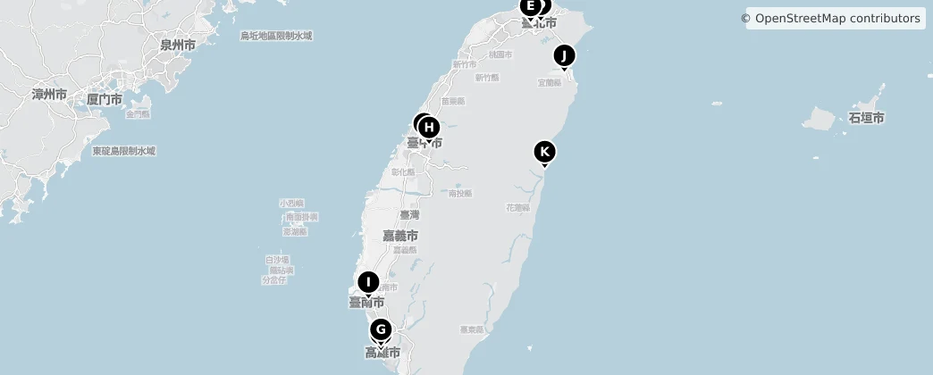 Map of Taiwán