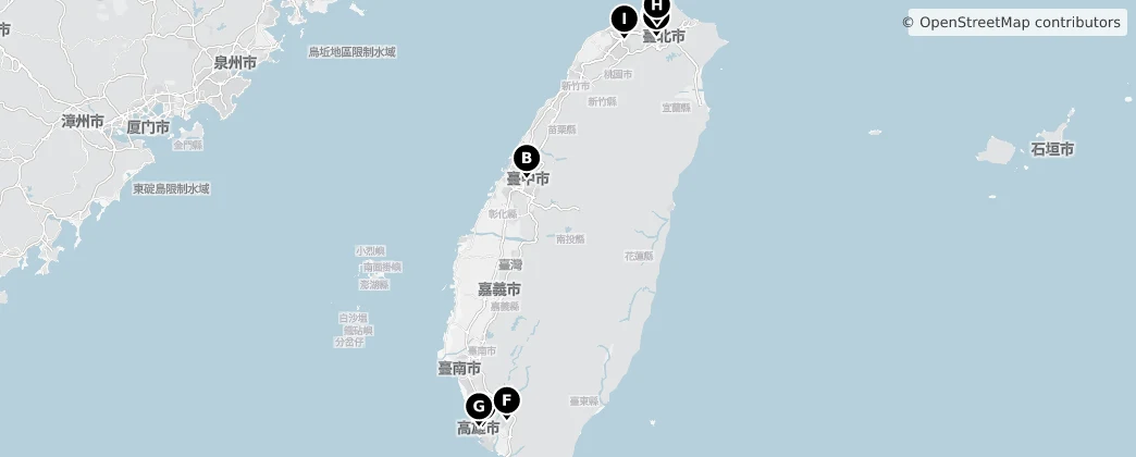 Map of Taiwán