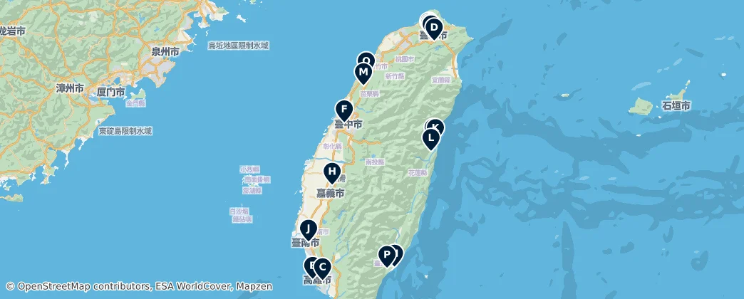 Map of Taiwán