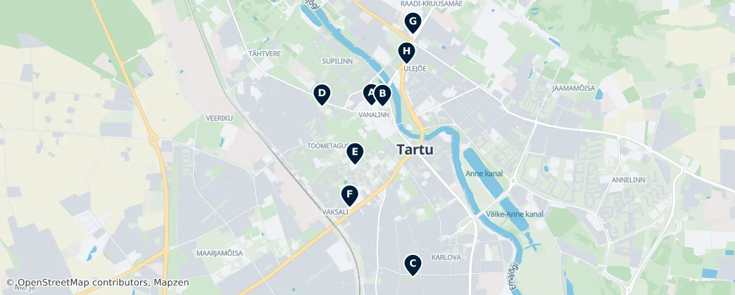 Map of Tartu