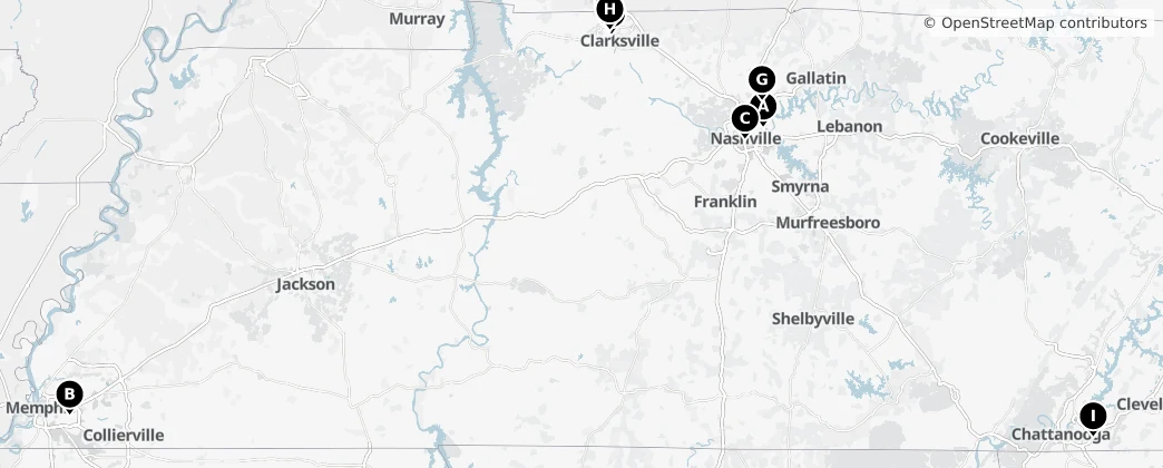 Map of Tennessee