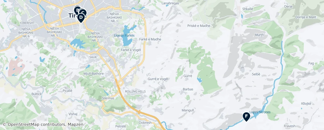 Map of Tirana