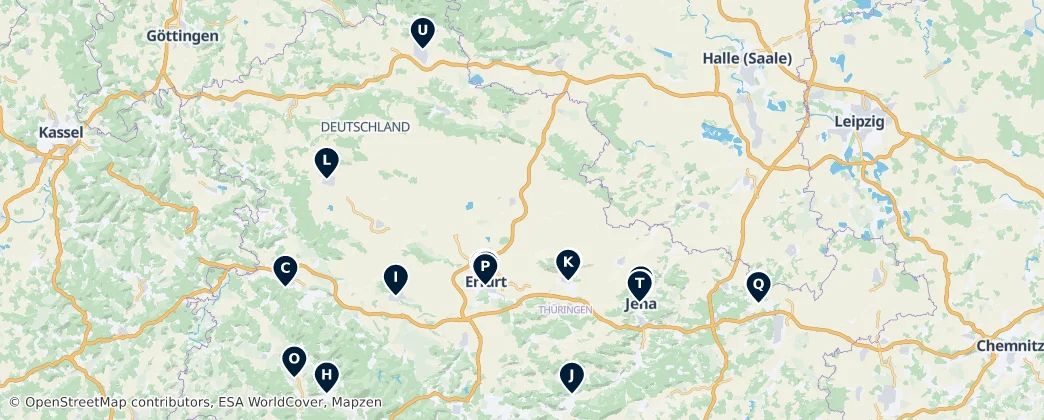Map of Turingia