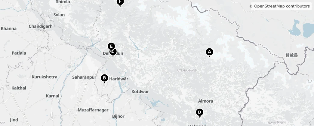 Map of Uttarakhand
