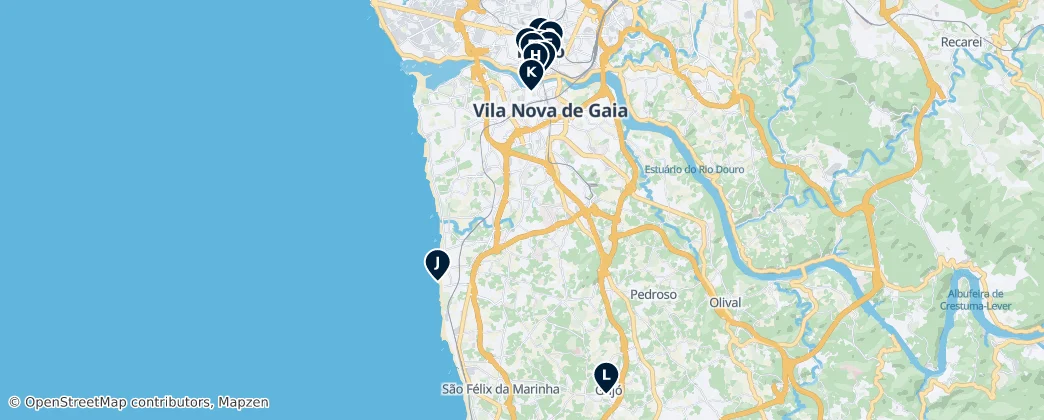 Map of Vila Nova de Gaia
