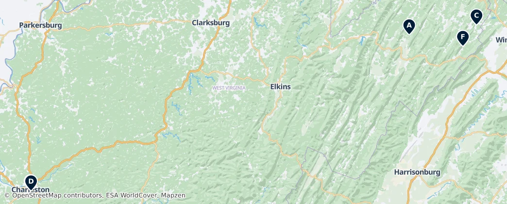 Map of Virginia Occidental
