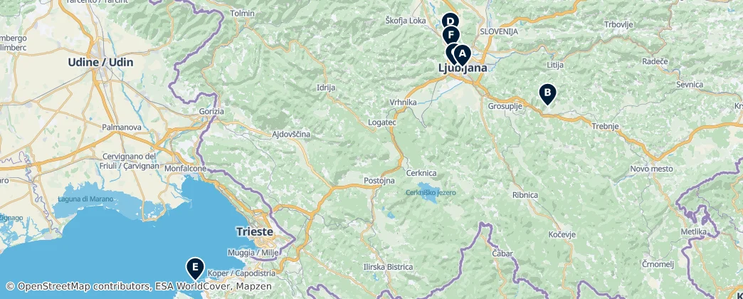 Map of Western Slovenia