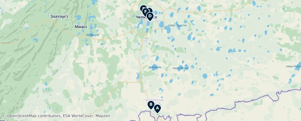 Map of Chelyabinsk Oblast