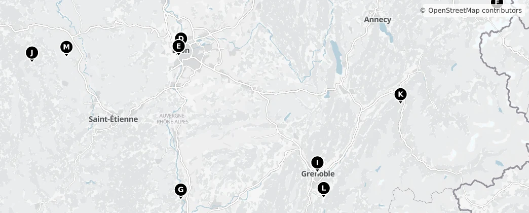Map of Auvergne-Rhône-Alpes