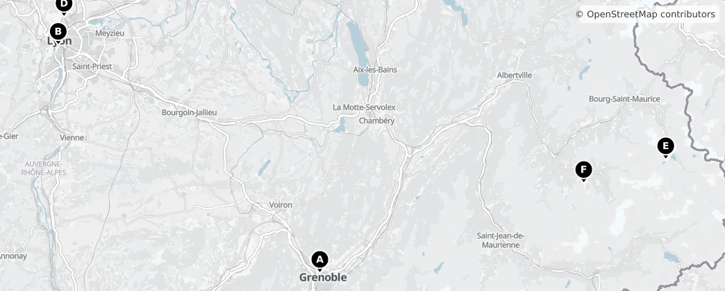 Map of Auvergne-Rhône-Alpes