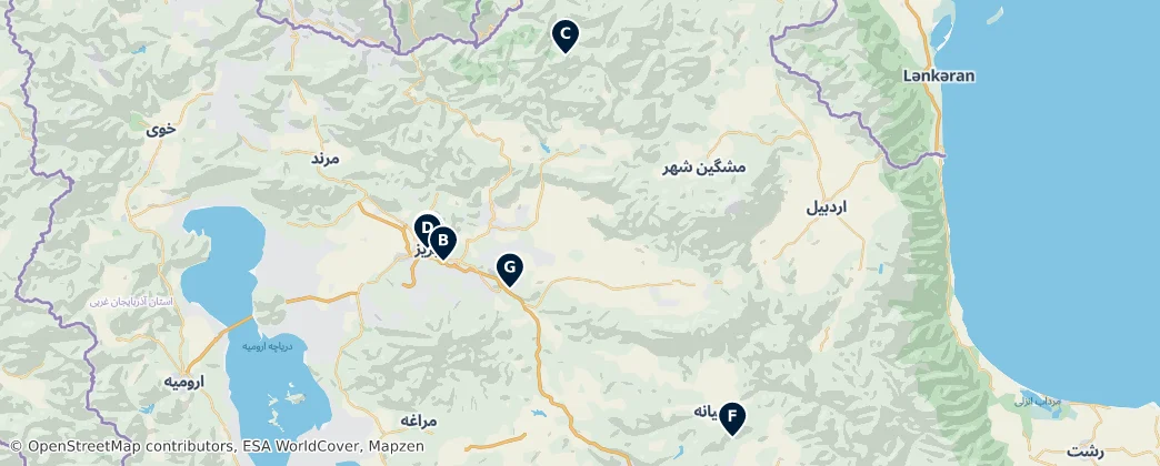 Map of Azerbaïdjan oriental
