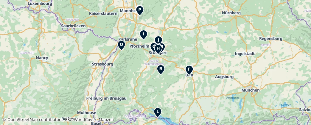 Map of Bade-Wurtemberg
