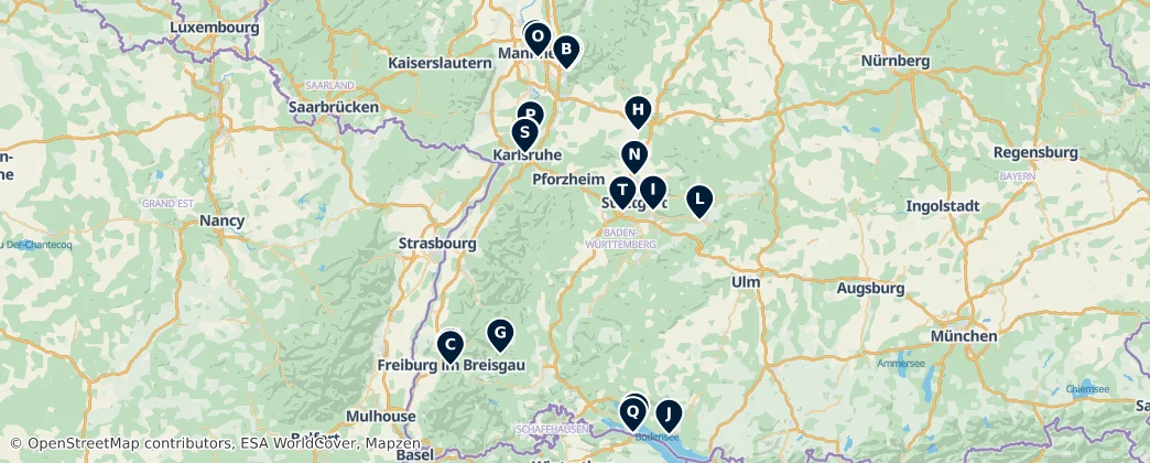 Map of Bade-Wurtemberg