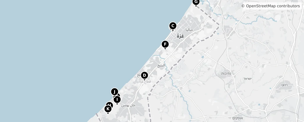 Map of Bande de Gaza