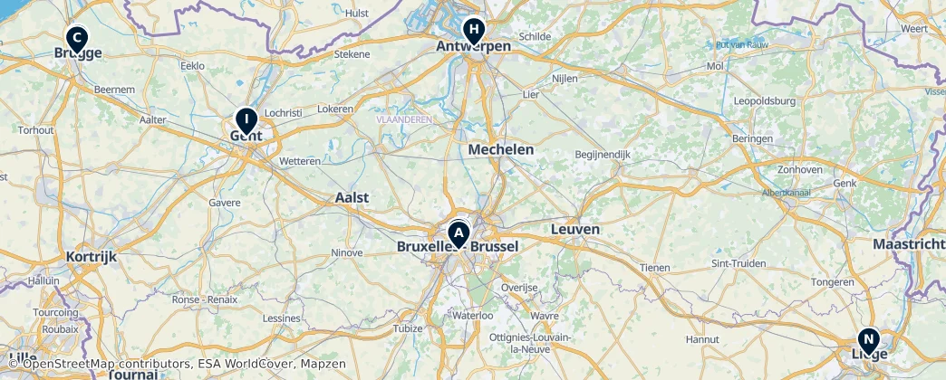 Map of België / Belgique / Belgien (land mass)
