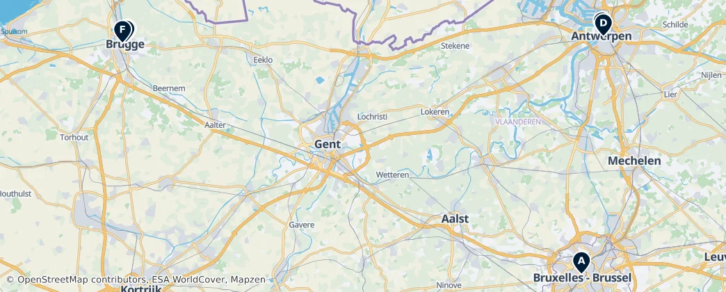 Map of België / Belgique / Belgien (land mass)