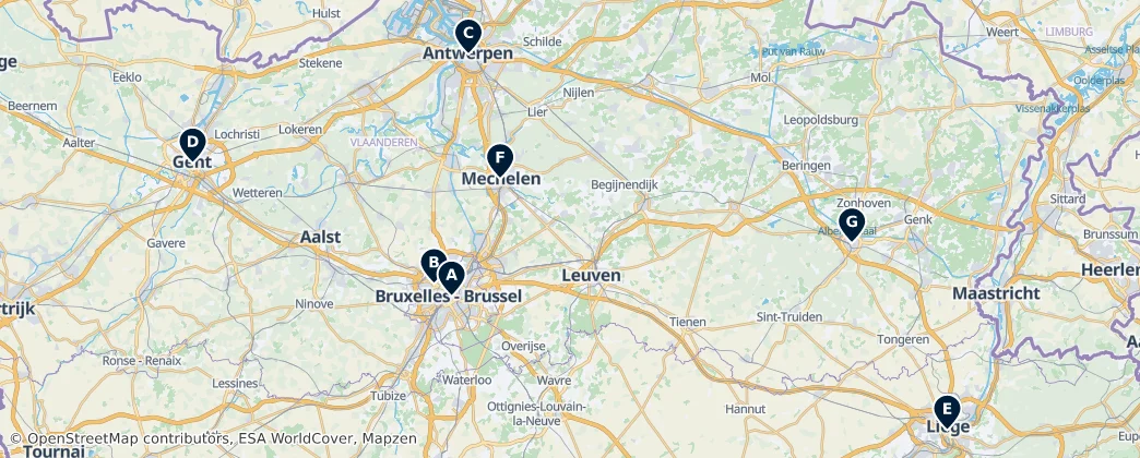Map of België / Belgique / Belgien (land mass)