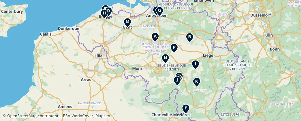 Map of België / Belgique / Belgien (land mass)