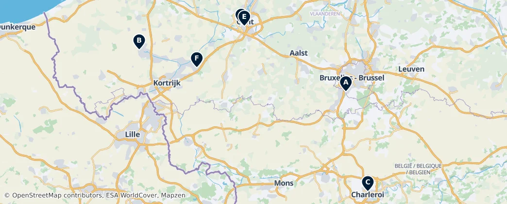Map of België / Belgique / Belgien (land mass)