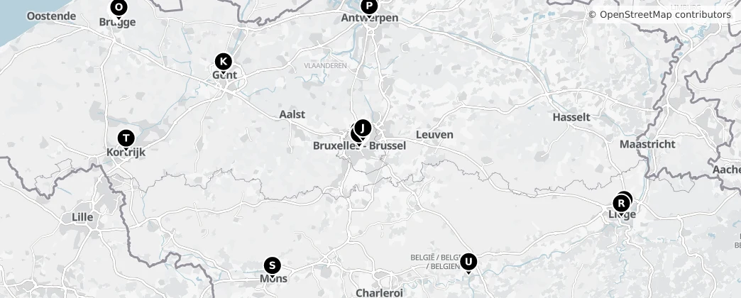 Map of België / Belgique / Belgien (land mass)