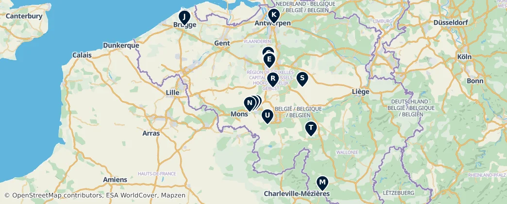 Map of België / Belgique / Belgien (land mass)