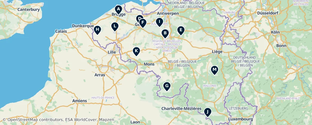 Map of België / Belgique / Belgien (land mass)