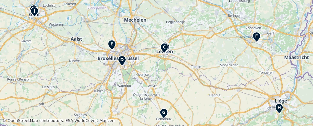 Map of België / Belgique / Belgien (land mass)