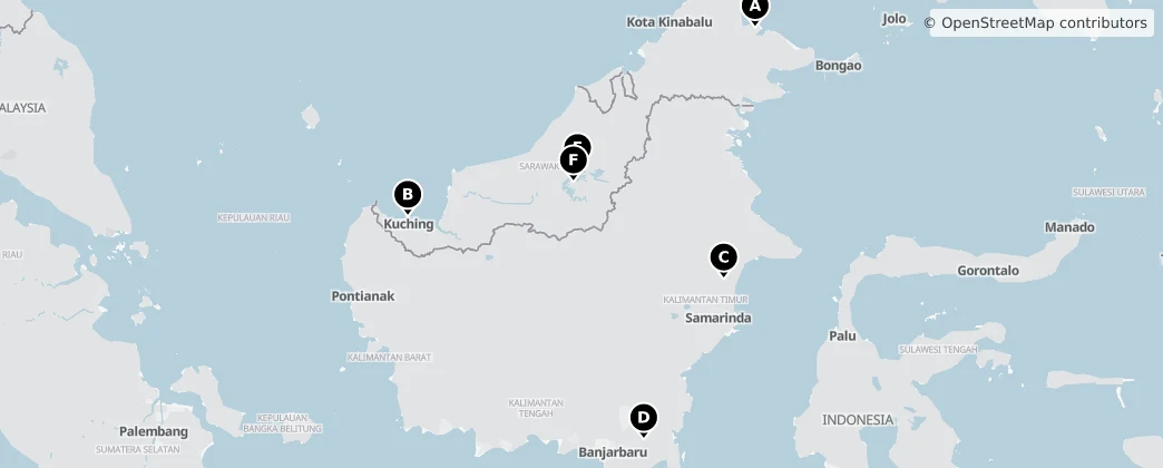 Map of Bornéo