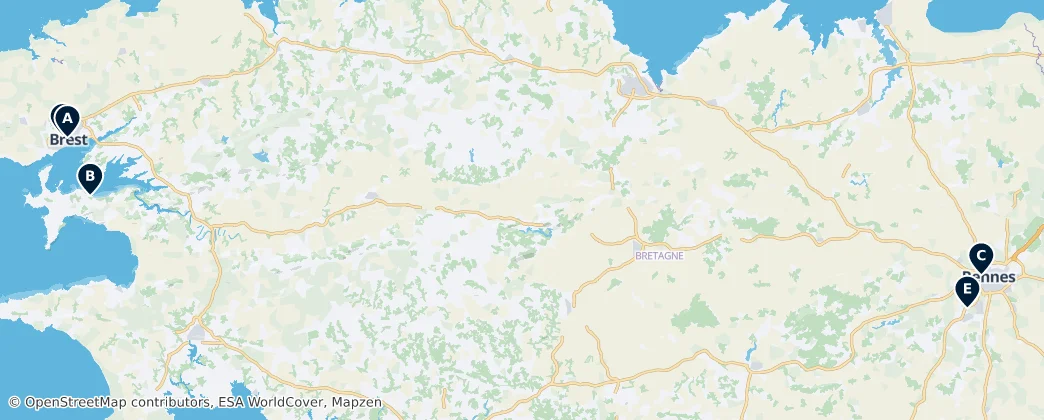 Map of Bretagne